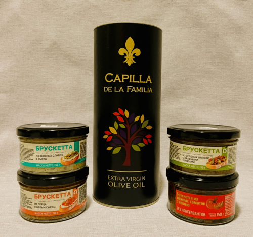 Изображение товара Набор брускетт в подарочном тубусе, подарочный набор "Вкусы средиземноморья"