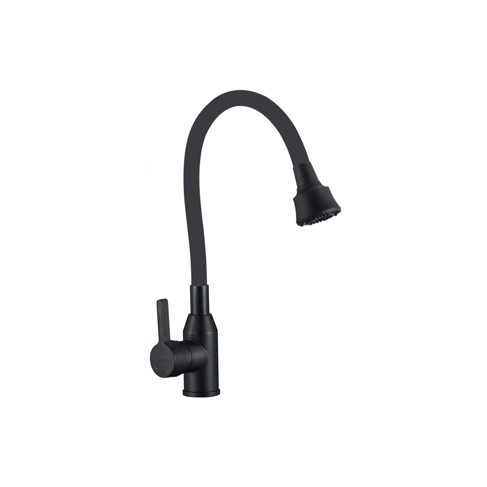 Смеситель для кухни Fmark FS8266H-01 черный нержавеющая сталь поворотный рычажный для мойки