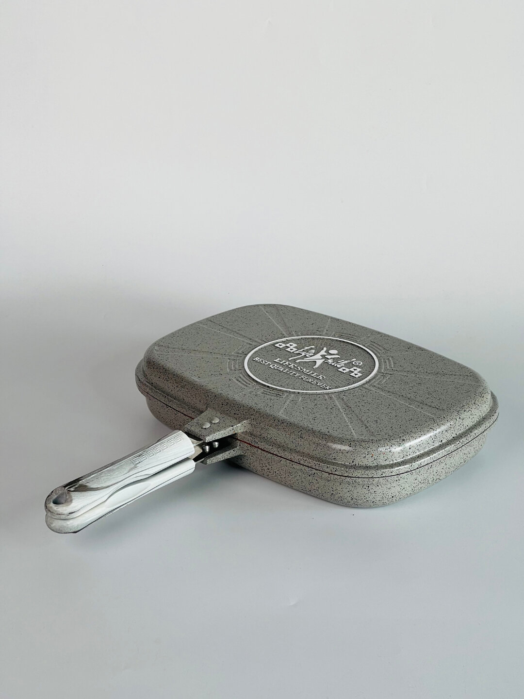 Гриль-сковорода Life Smile, 36 см – двусторонняя, с гранитным покрытием и магнитной ручкой - Серый