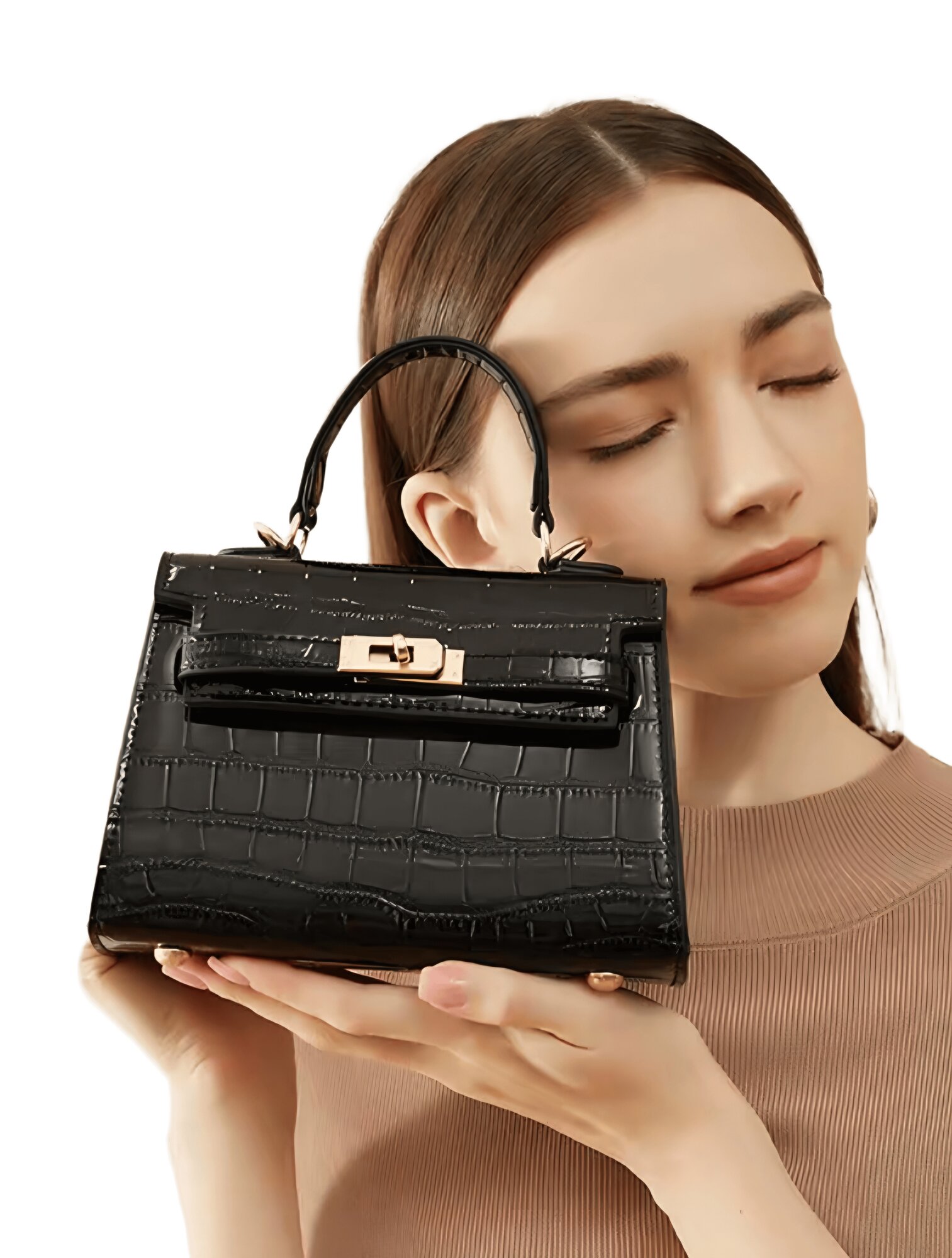 Сумка кросс-боди  из натуральной кожи, фактура под рептилию, черный (black)