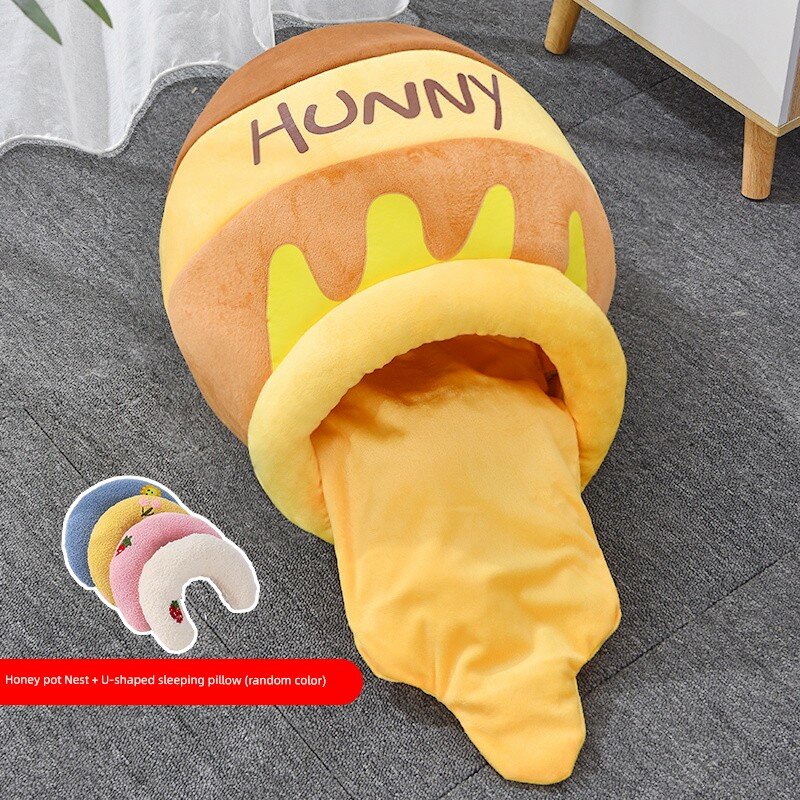 Кошачий дом Honey с подарком-U-образной подушкой, универсальный размер для кошек до 16 фунтов/собак до 10 фунтов