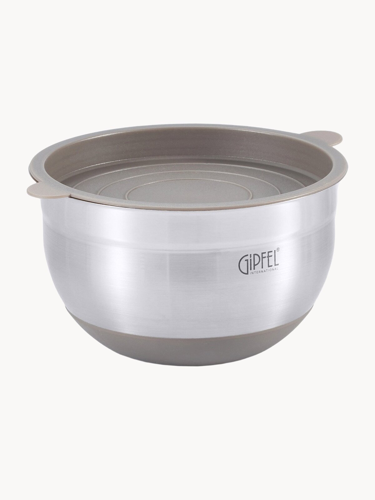 Миска для салата с крышкой Gipfel Federica 51865 1,5 л/16х10 см стальной/бежевый