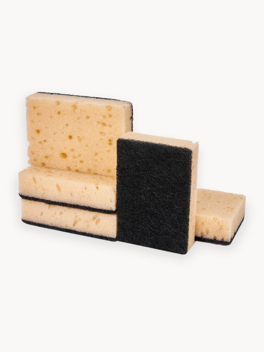 Губки для мытья посуды SPOTLESS, 5 шт, бежевые, набор для мытья посуды