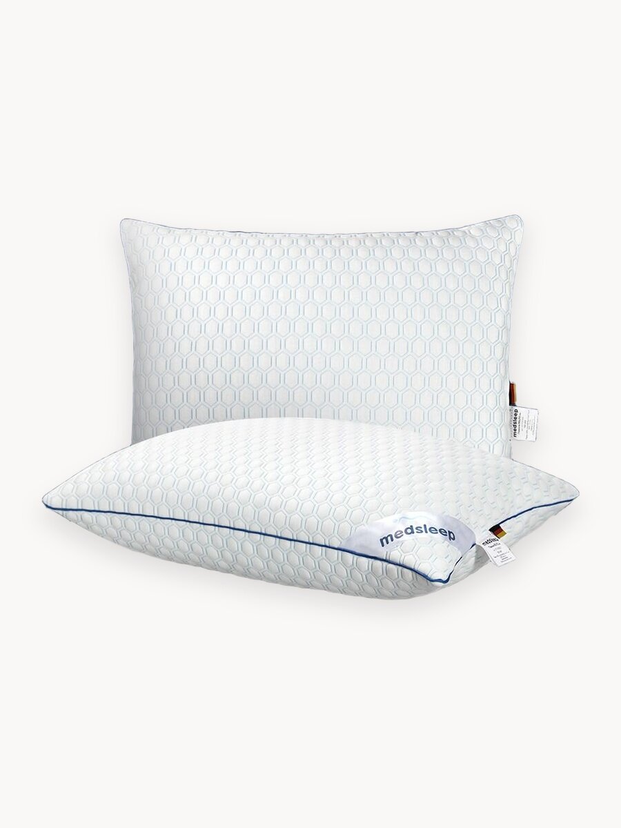 Medsleep Подушка для сна терморегулирующая 70x70 "Топ Кул" с охлаждающим эффектом и микрогелем "AirSoft"