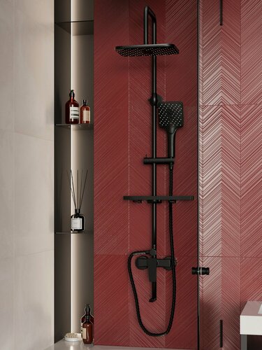 Изображение товара Душевая система со смесителем для ванны и душа VST112Bl, латунь, цвет - черный