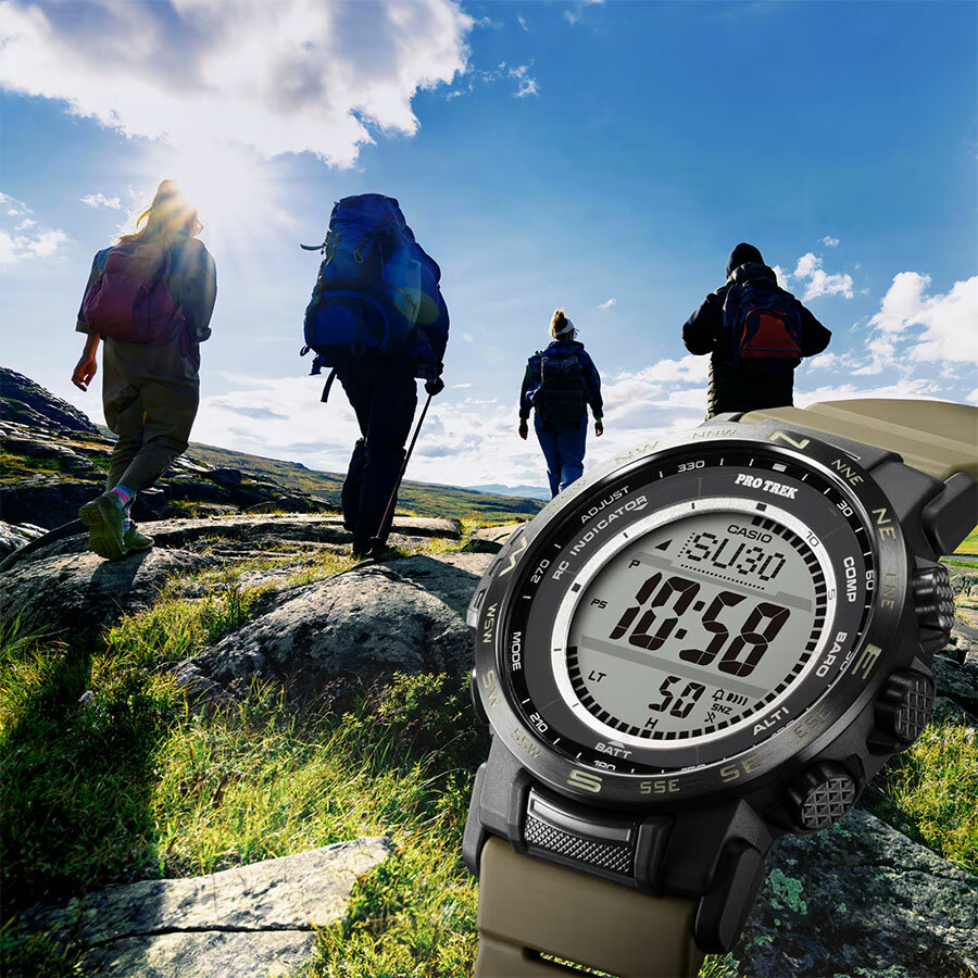 Наручные часы CASIO Pro Trek, хаки, серый, черный — фото 1