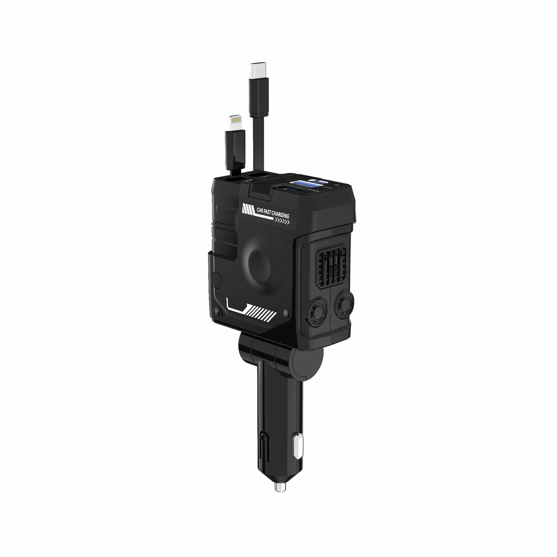 Автомобильное зарядное устройство в прикуриватель 4 в 1 Charging A1 66W (iPhone, Android), быстрая зарядка, черный — фото 1