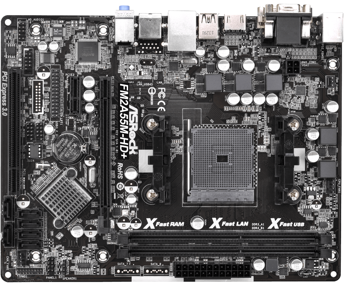ASRock FM2A55M-HD+ rev. G/A 1.03 FM2+ AMD A55 DDR3 VGA, DVI-D, HDMI