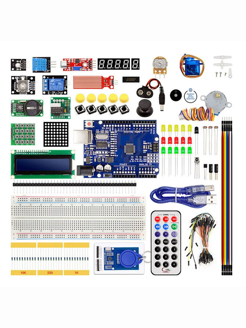Набор Arduino UNO R3 + RFID 109 деталей, 30 уроков, блок питания 9В Электроника для начинающих