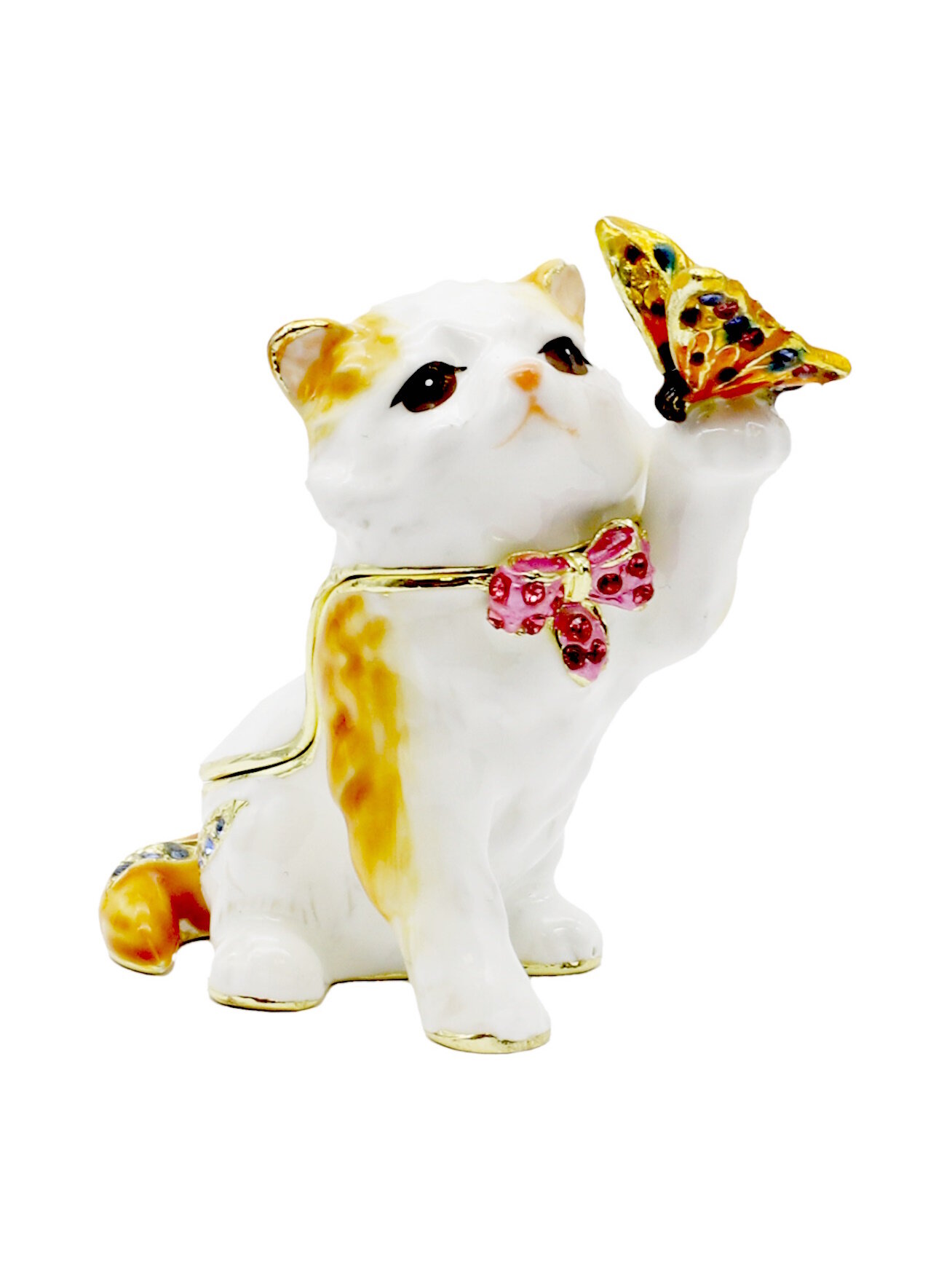 Шкатулка Фаберже Котик с бабочкой