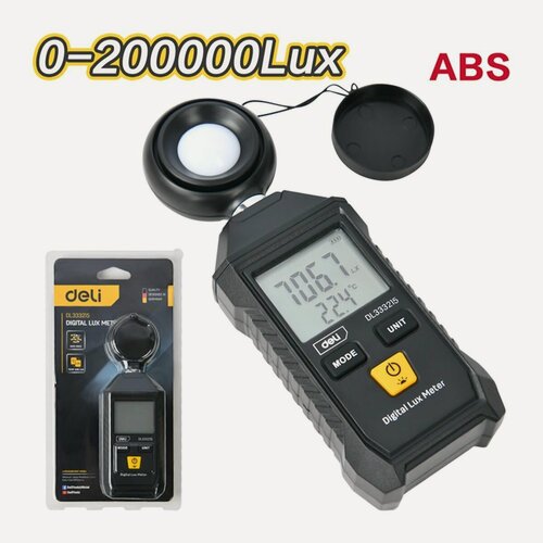 Изображение товара Люксометр-термометр (измеритель освещенности) до 200 000 люкс Deli DL333215