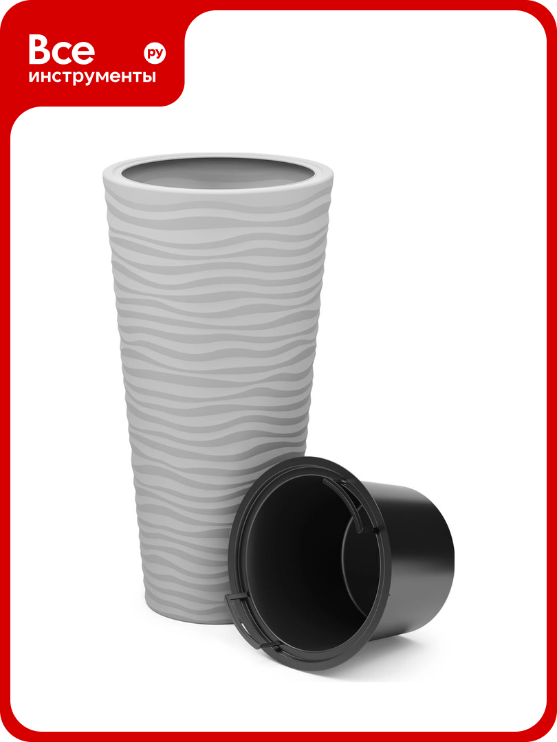 Кашпо ЗПИ  Альтернатива   Оазис  25л  со вставкой  5л  серый М8076