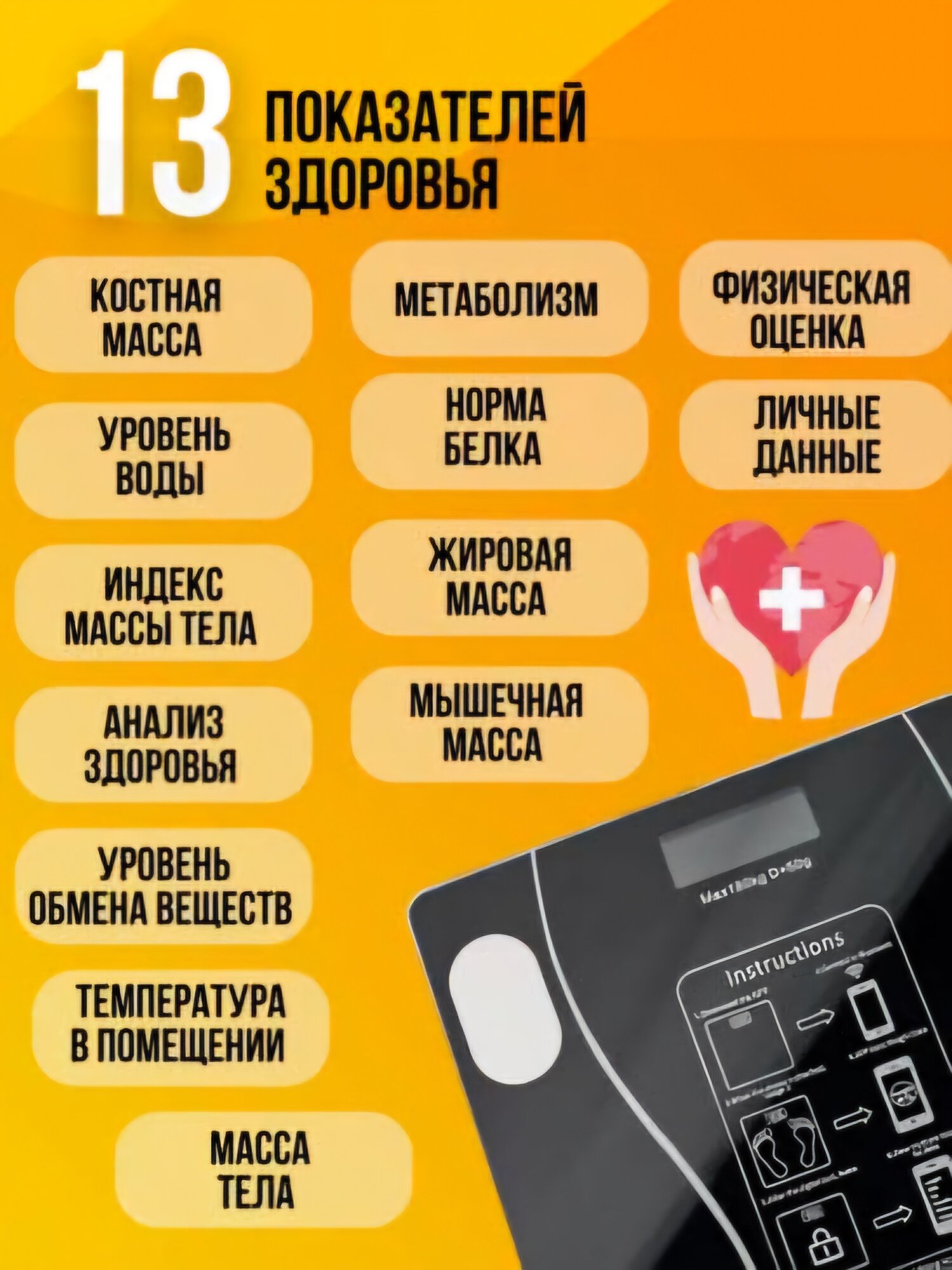 Напольные, электронные фитнес весы, для тела, для дома, 180 кг — фото 1