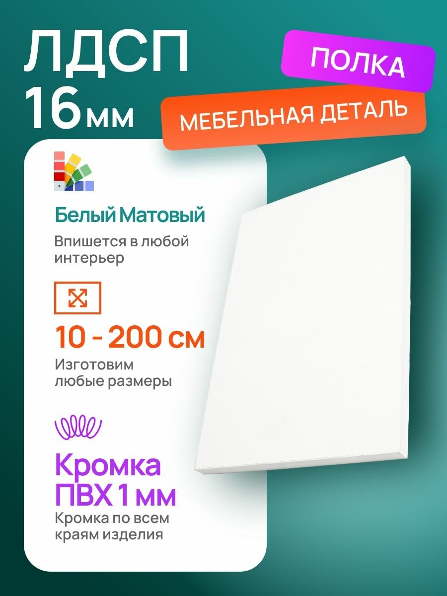ЛДСП Деталь 350*350 мм цвета Белый толщиной 16 мм