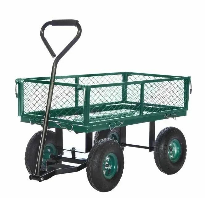 Тележка 4-х колесная садовая грузовая Garden Cart 150 кг корыто сталь-решетка 900х470х220 мм (МИ) HT1840