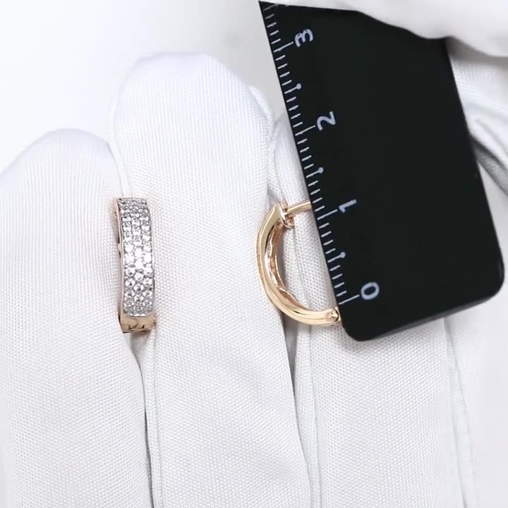 Серьги Diamant online, красное золото, 585 проба, фианит, длина 1.5 см, , прозрачный — фото 1