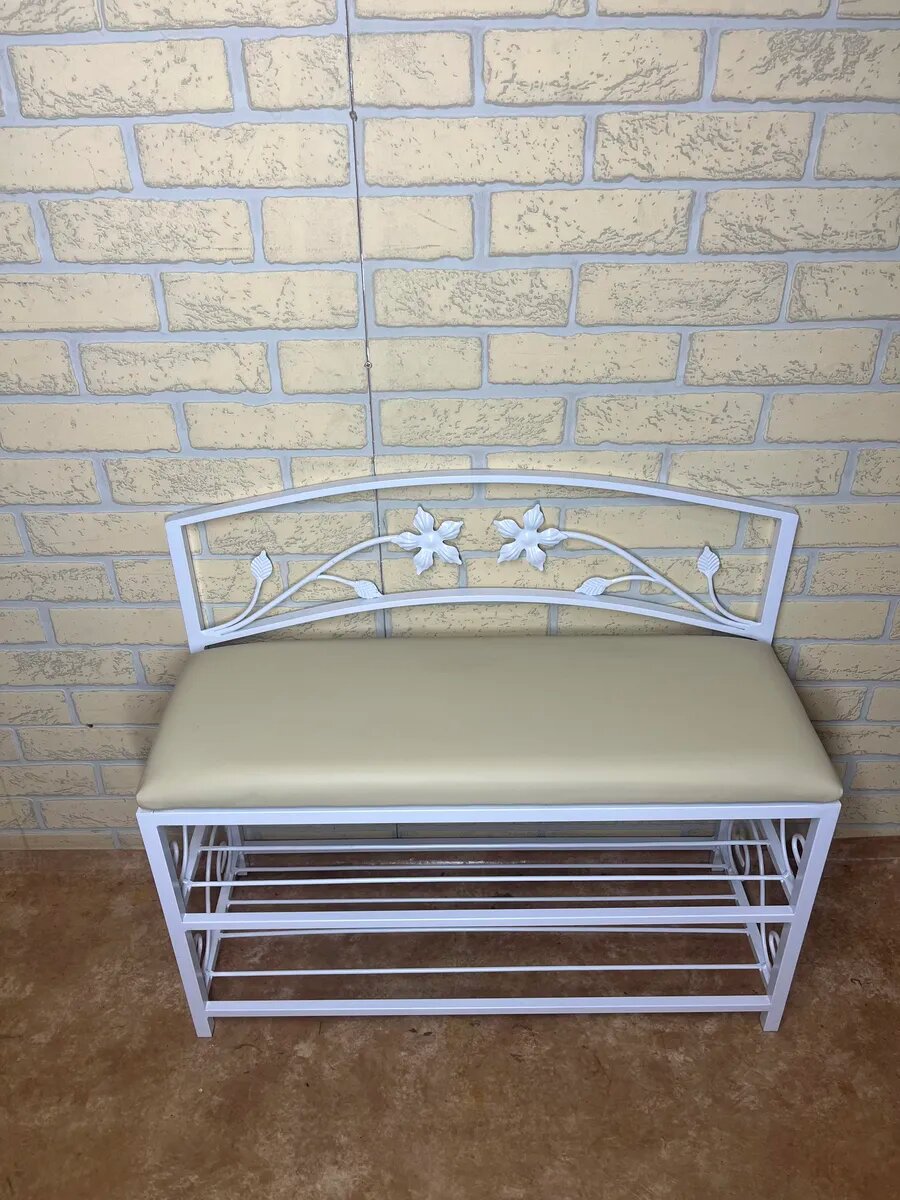 Кованая банкетка №04, Студия кованой мебели Нива, цвет слоновая кость — фото 1