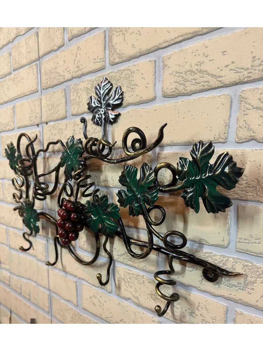 Вешалка ключница настенная, Студия кованой мебели Нива, цвет зеленый — фото 1