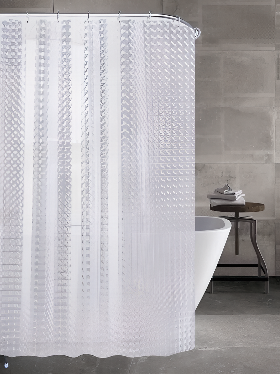 Штора для ванной 180х200 FASHUN кольца в комплекте рисунок 3D эффект белая