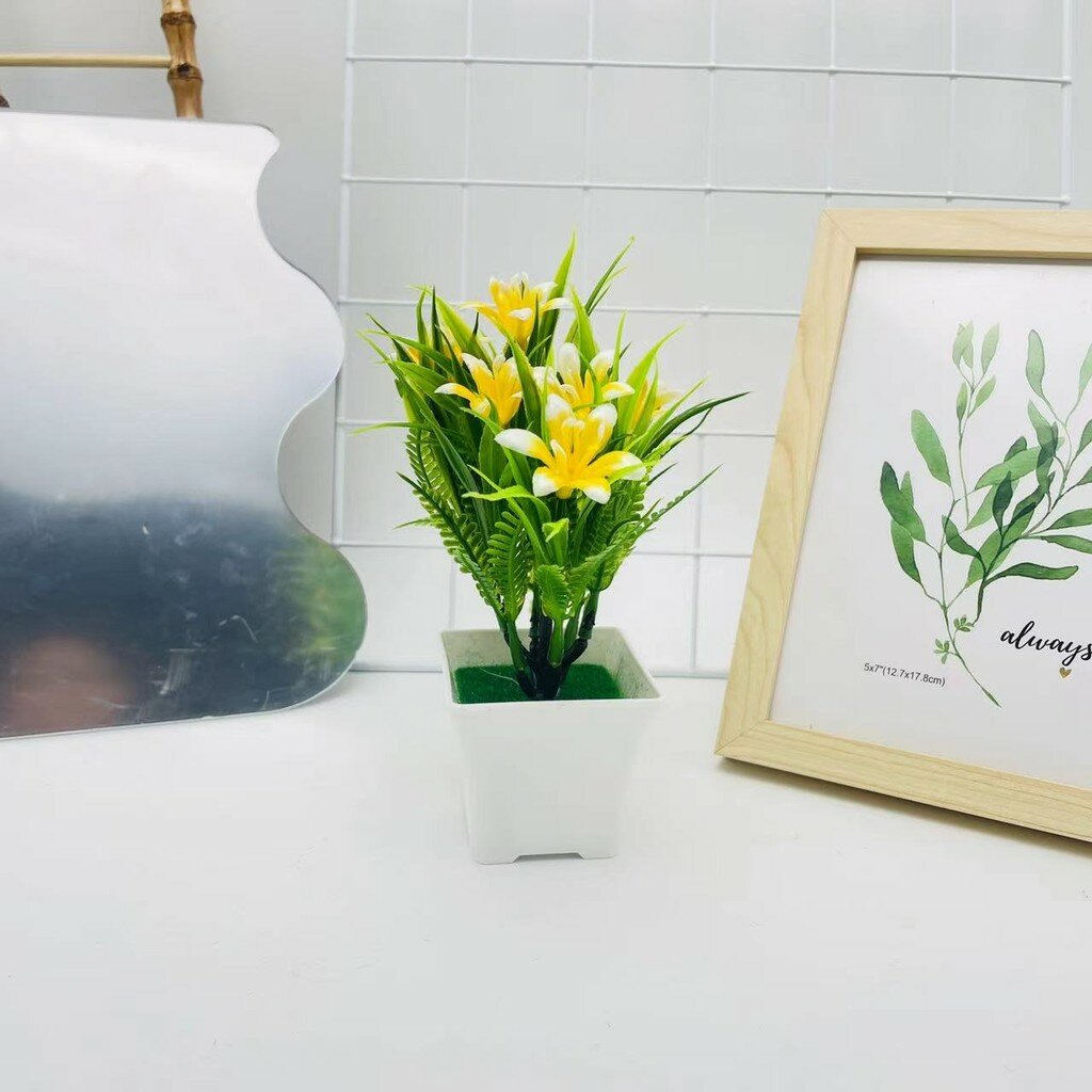 Plastic cymbidium flower pot with realistic design for wedding and garden decor