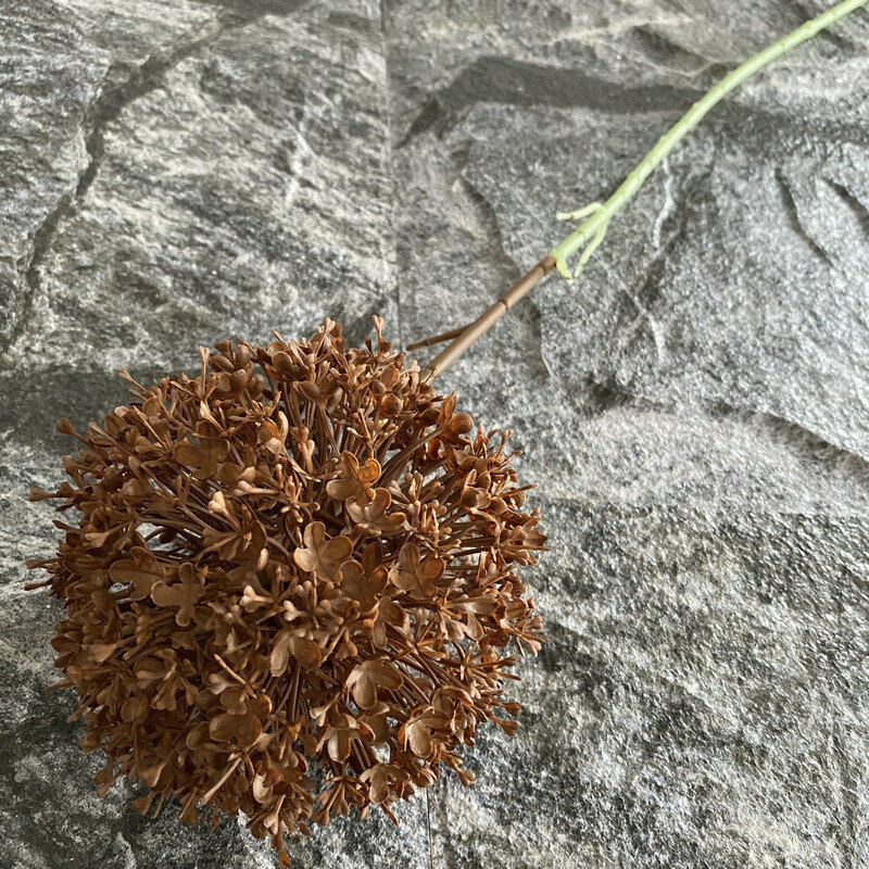 Faux allium giganteum foliage ball with multicolor options for event and home interior decoration light brown