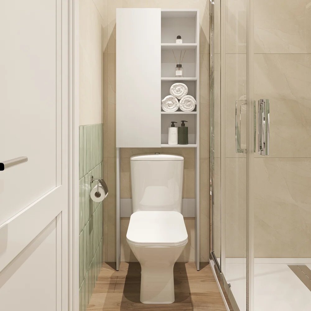 Шкаф пенал для ванной DIWO Суздаль 60 напольный для туалета узкий 60x15x190 см белый