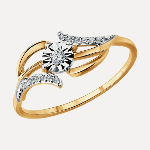 Изображение товара Кольцо, комбинированное золото, 585 проба, бриллиант