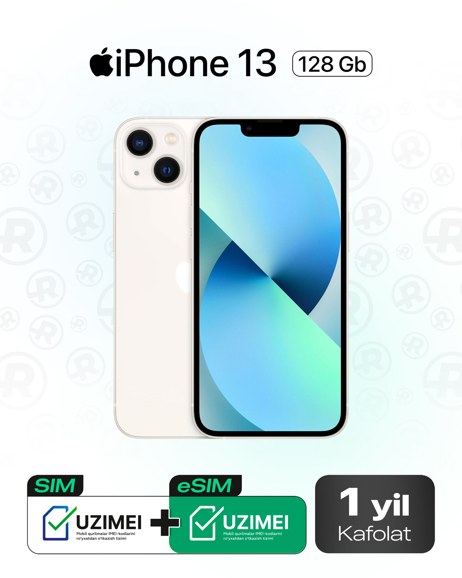 Смартфон Apple iPhone 13 Starlight, 128GB, NFC, iOS 15, Белый