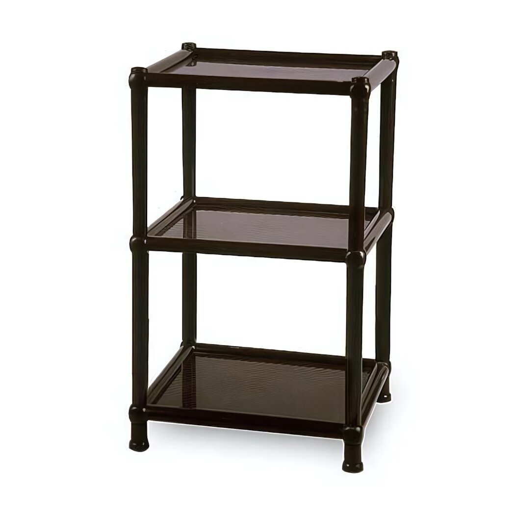 Этажерка для обуви компактная 3 яруса пластик черный цвет