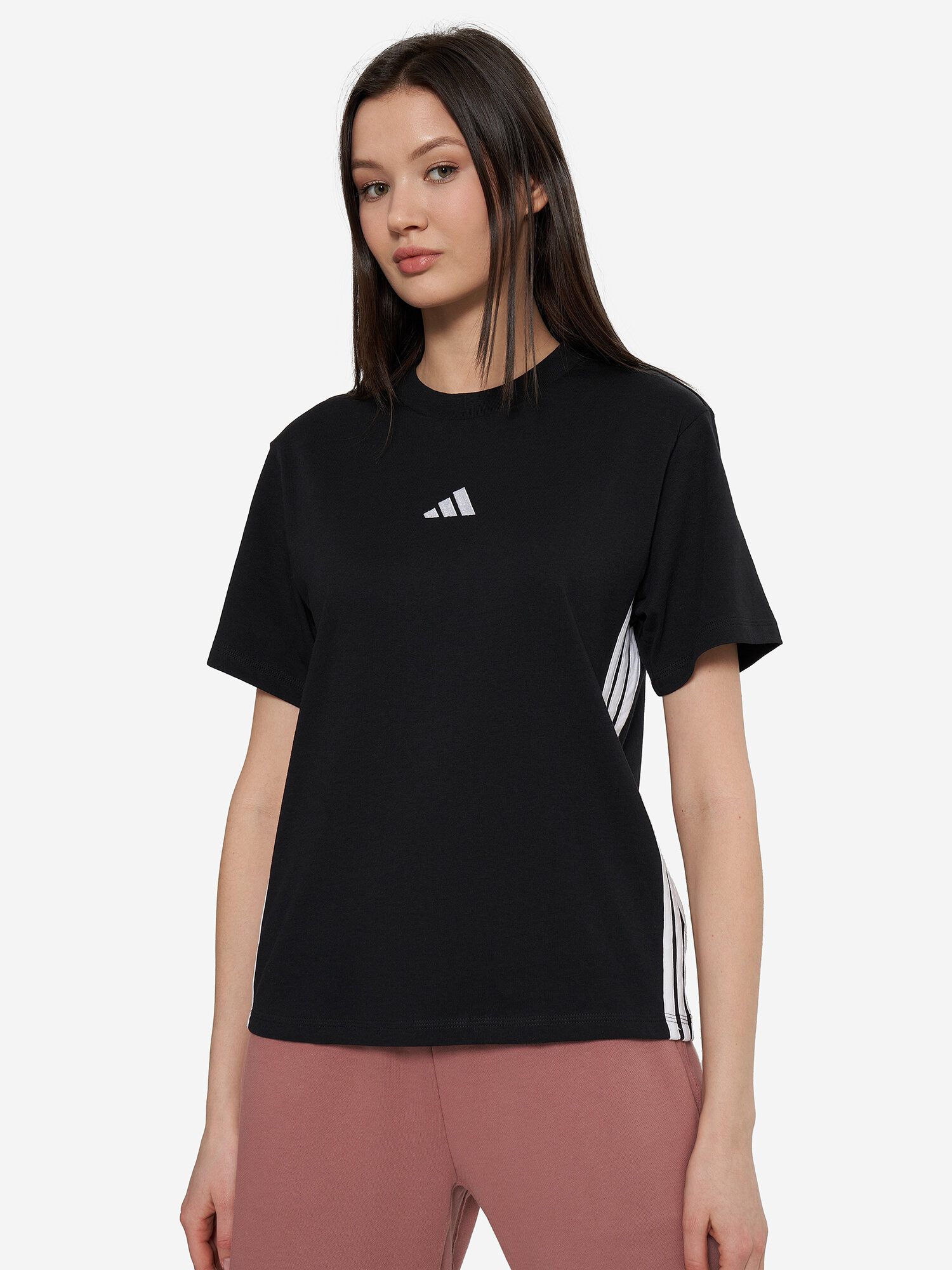 Футболка спортивная adidas, размер L, черный/белый — фото 1