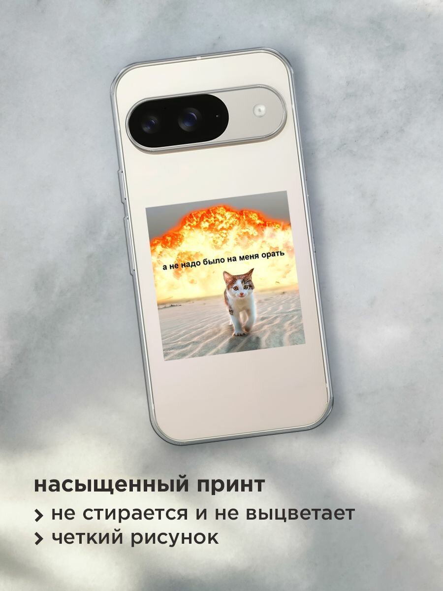 Чехол на Google Pixel 9 / Гугл Пиксель 9 с принтом "Не надо было орать", прозрачный — фото 1