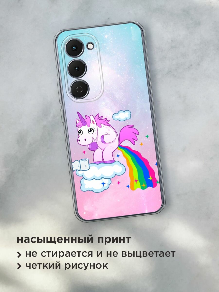 Чехол на Tecno Spark 40 Pro+ / Текно Спарк 40 Про+ с принтом "Единорог какает" — фото 1