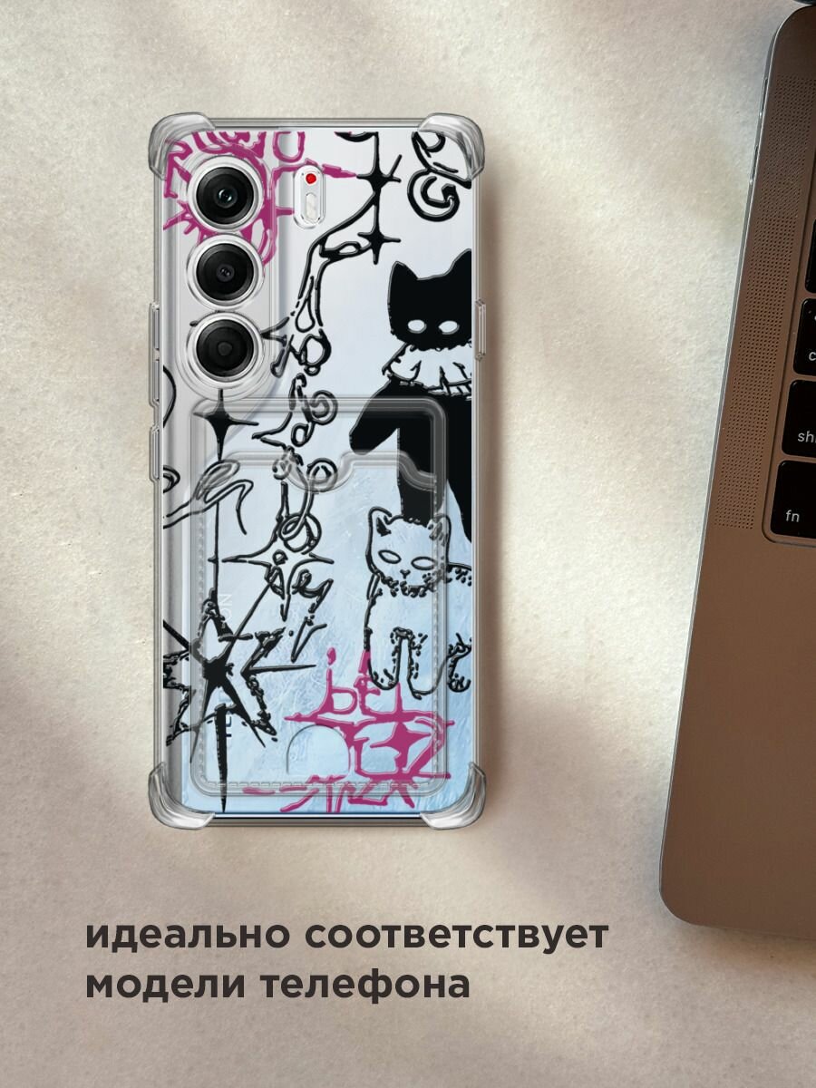 Чехол на Tecno Camon 40 Pro (Текно Камон 40 Про) с картой и принтом "Готические котики" — фото 1