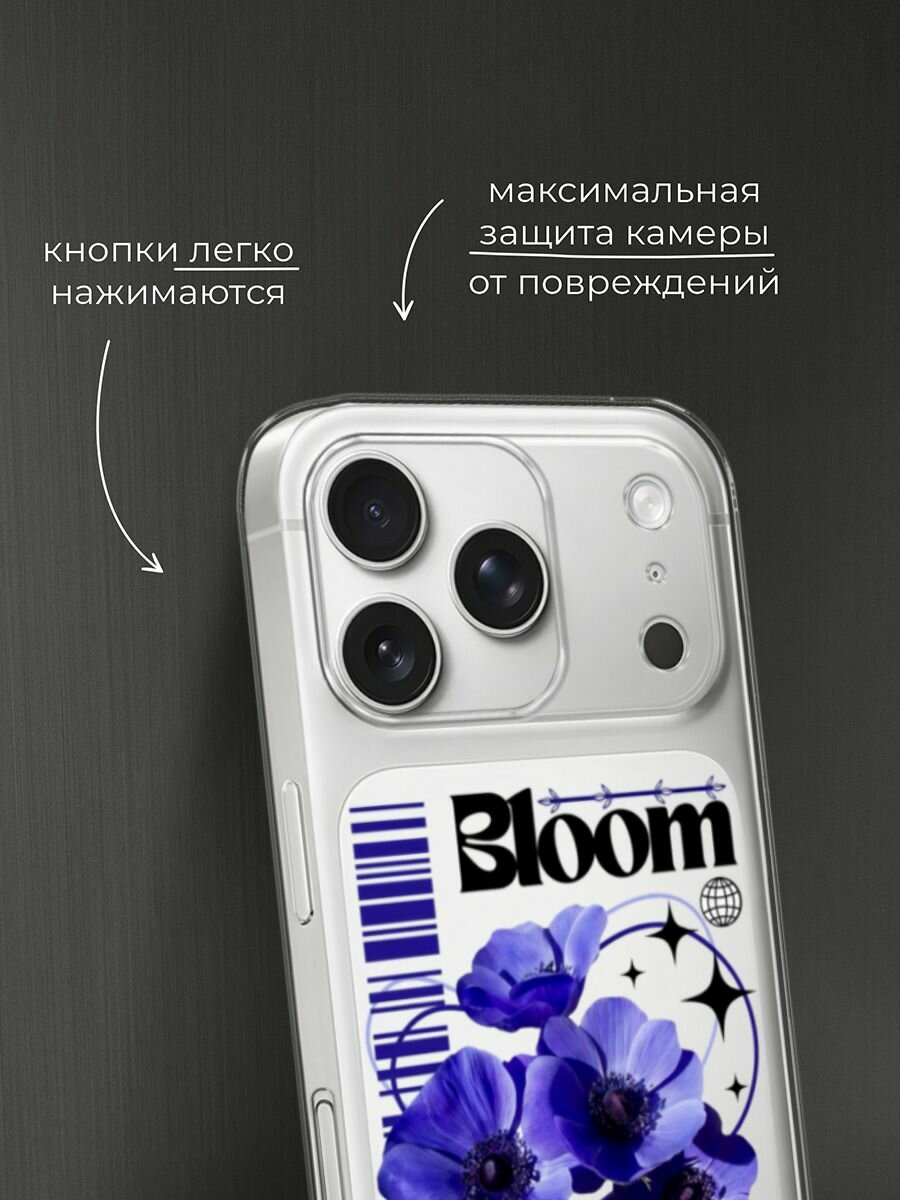 Чехол на Apple iPhone 17 Pro Max / Айфон 17 Про Макс с принтом "Завораживающие анемоны", прозрачный — фото 1