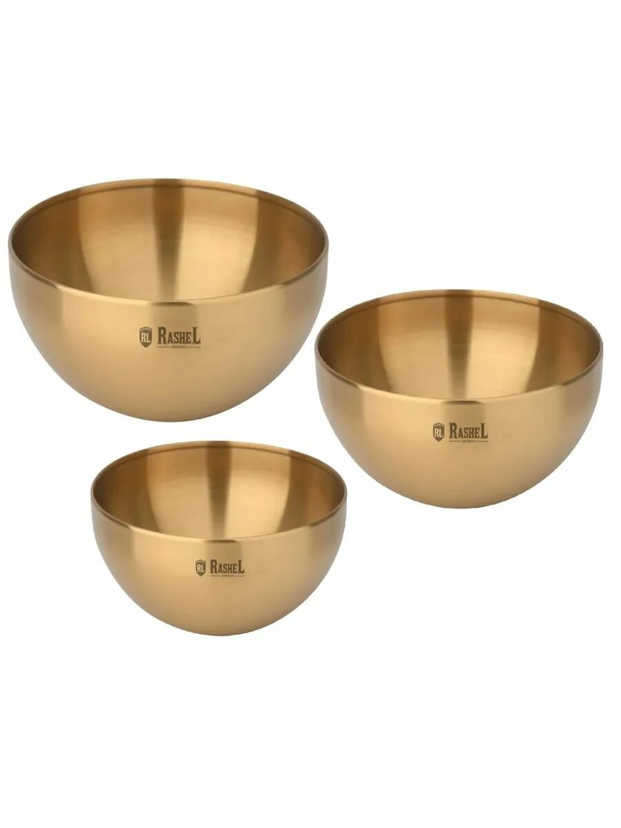 Набор мисок 3 шт. 15/18/20 см, золото R-692