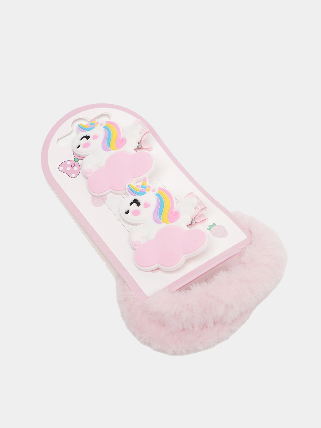 Набор две пушистые резинки + две мультяшные заколки , набор для принцессы — фото 1