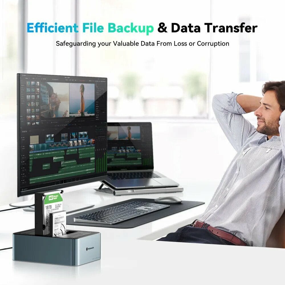 Док-станция для жестких дисков Yottamaster KВ400 2.5'/3.5' SATA III HDD/SSD Off-line Clone, UASP, USB3.2 Gen1 Type-C, 12V6.5A, 72ТБ, алюминиевый сплав