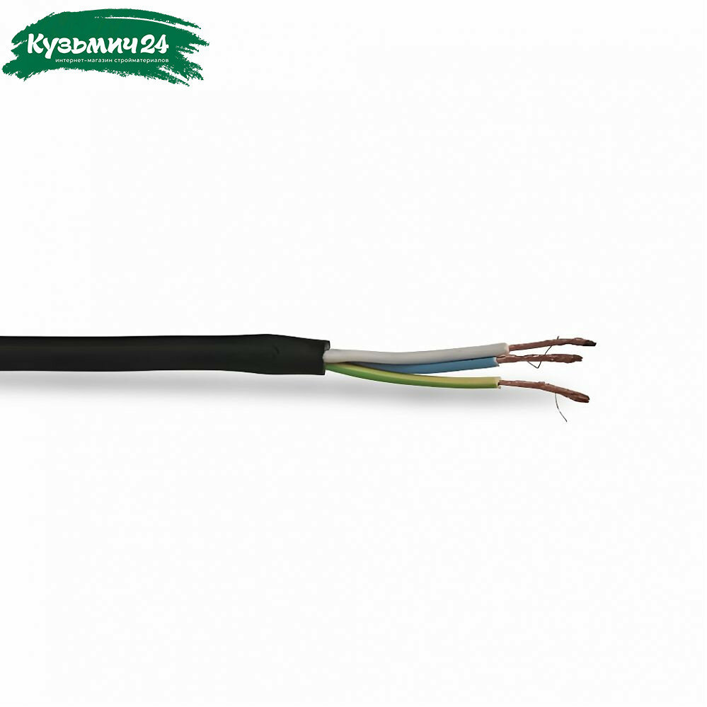 Кабель силовой КГ 3х4 кв. мм установочный черный длина 1 метр