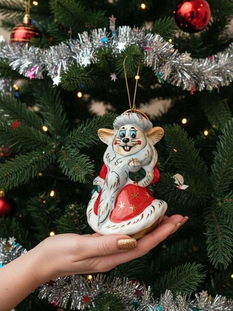 Ёлочная игрушка "Заяц" из м/ф "Ну погоди!" фарфор ручная роспись