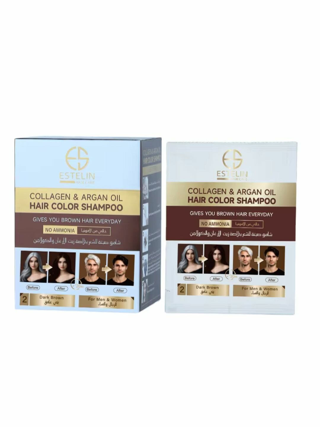 Шампунь-краска Collagen & Argan Oil Hair Color Shampoo (Dark Brown) 25ml*10pcs