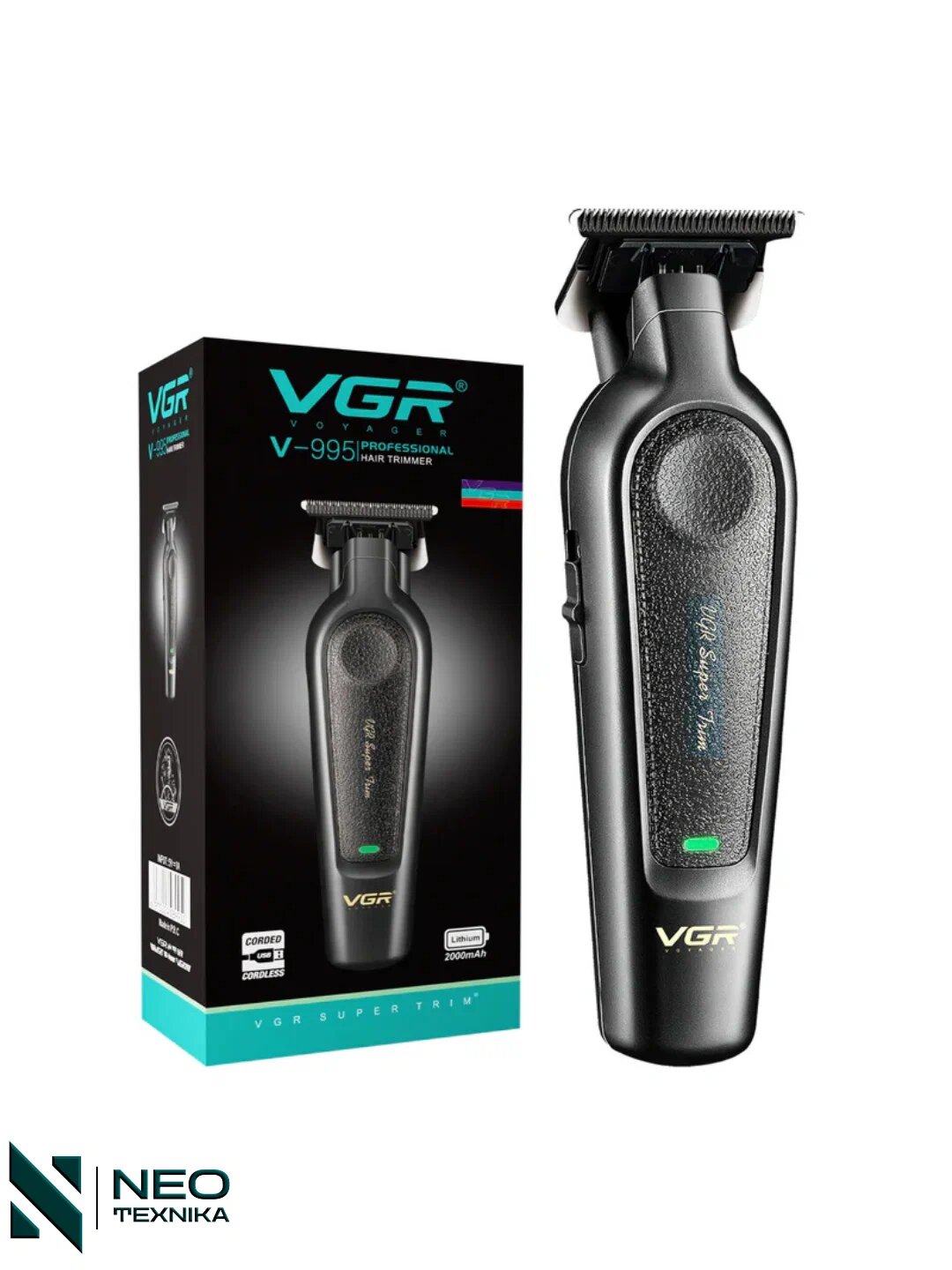 Триммер VGR V-995, профессиональный, аккумуляторный, с насадками, Turbo-режим