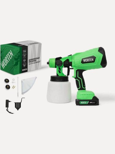 Изображение товара Аккумуляторный краскопульт, WORTEN 1х2 Ач, 120W 0,8л КА-90000336