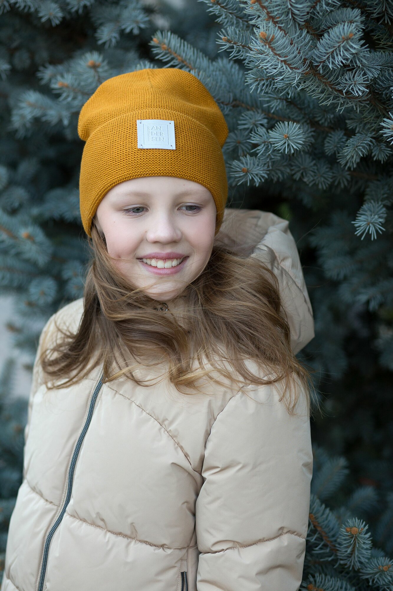 Шапка-бини Андерсен Весна-лето 2024 для мальчиков, размер 54-56, горчичный — фото 1