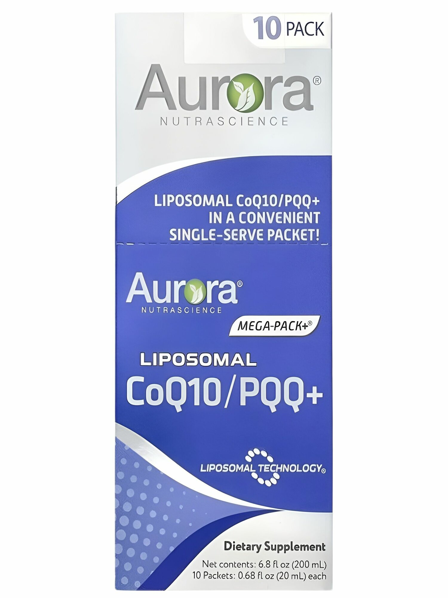 Aurora Nutrascience, Липосомальный коэнзим Q10/PQQ+, 10 пакетиков по 20 мл