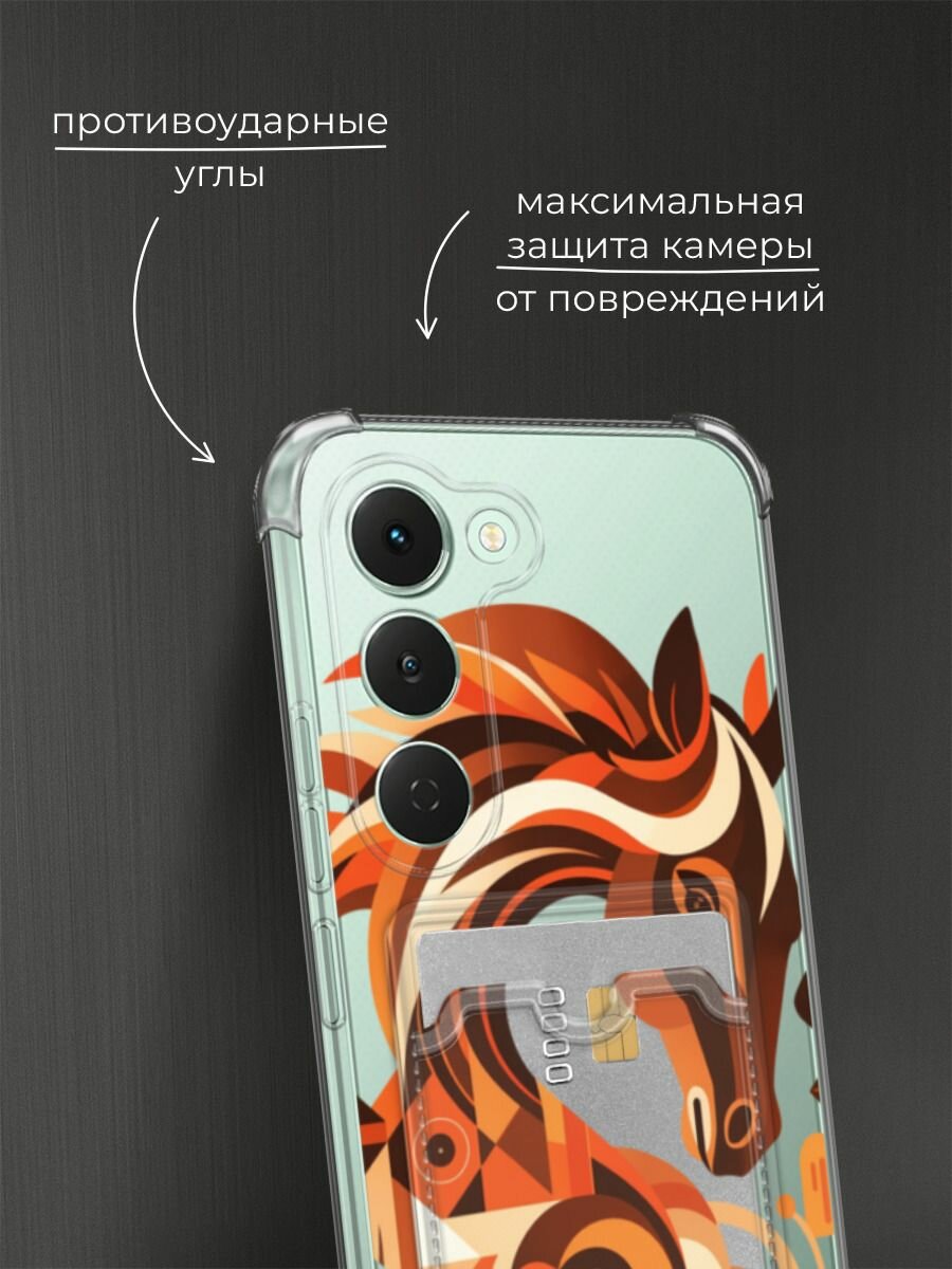Чехол на Tecno Spark 40 Pro (Текно Спарк 40 Про) с картой и принтом Нарисованная лошадь — фото 1
