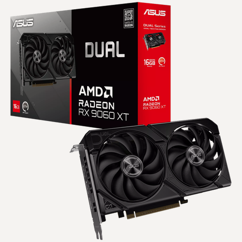 Изображение товара Видеокарта ASUS RX9060XT DUAL 16GB GDDR6 128bit 2xDP HDMI 2FAN RTL (DUAL-RX9060XT-16G) черный
