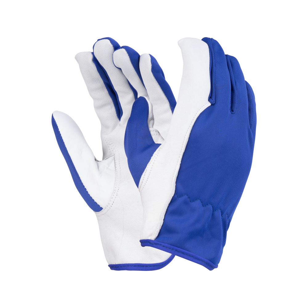 Перчатки TETU 201, комбинированные, кожаные, многоразовые, белые/голубые, р. 9