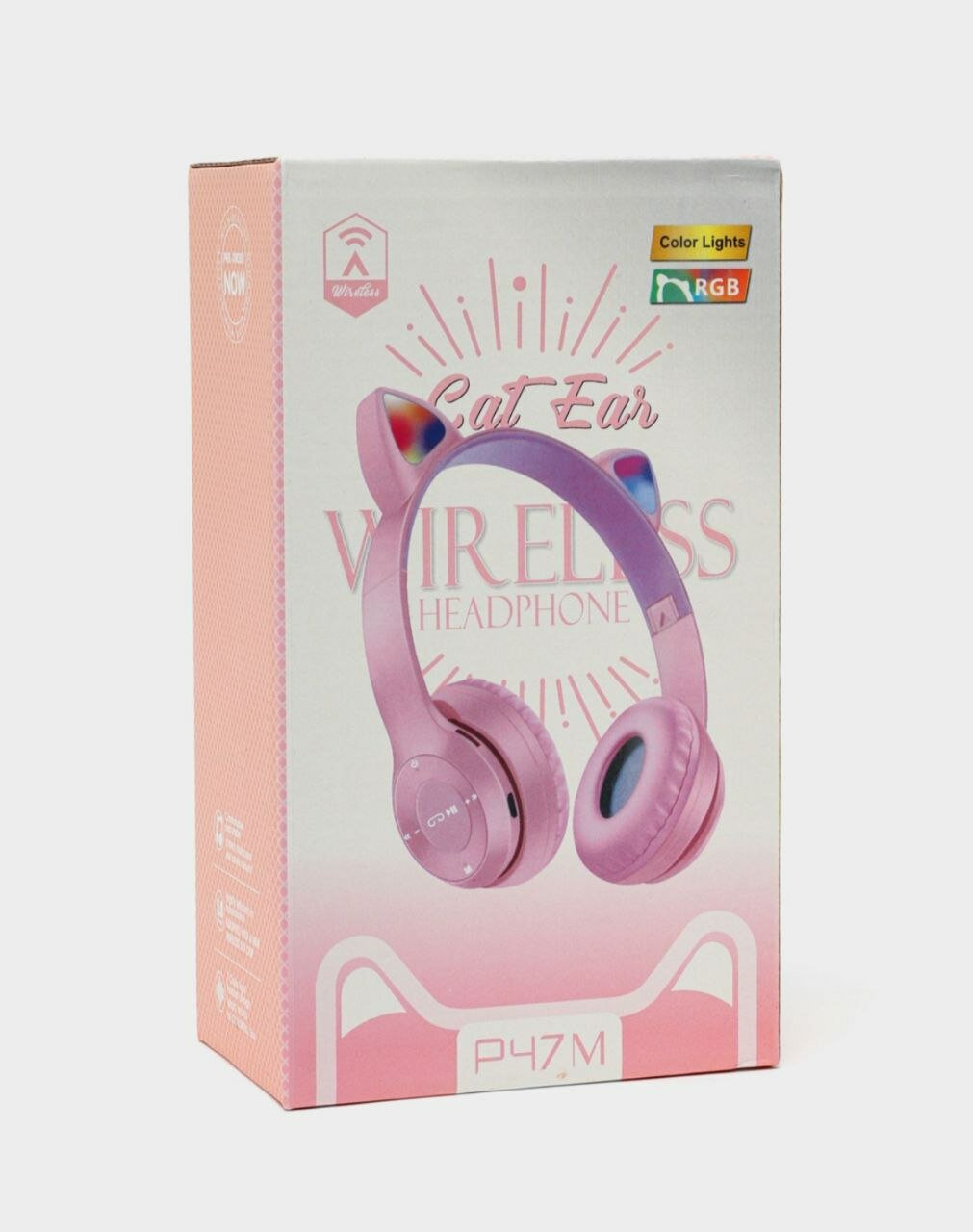 Наушники, с RGB подсветкой, Bluetooth 5,0, для девочек, розовые