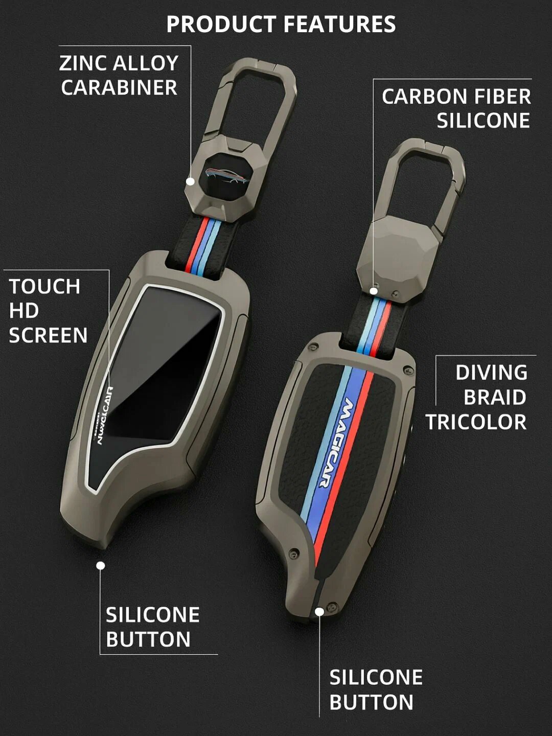 Чехол для автомобильного пульта, хромированный, в стиле металла, MAGICAR 903 — фото 1