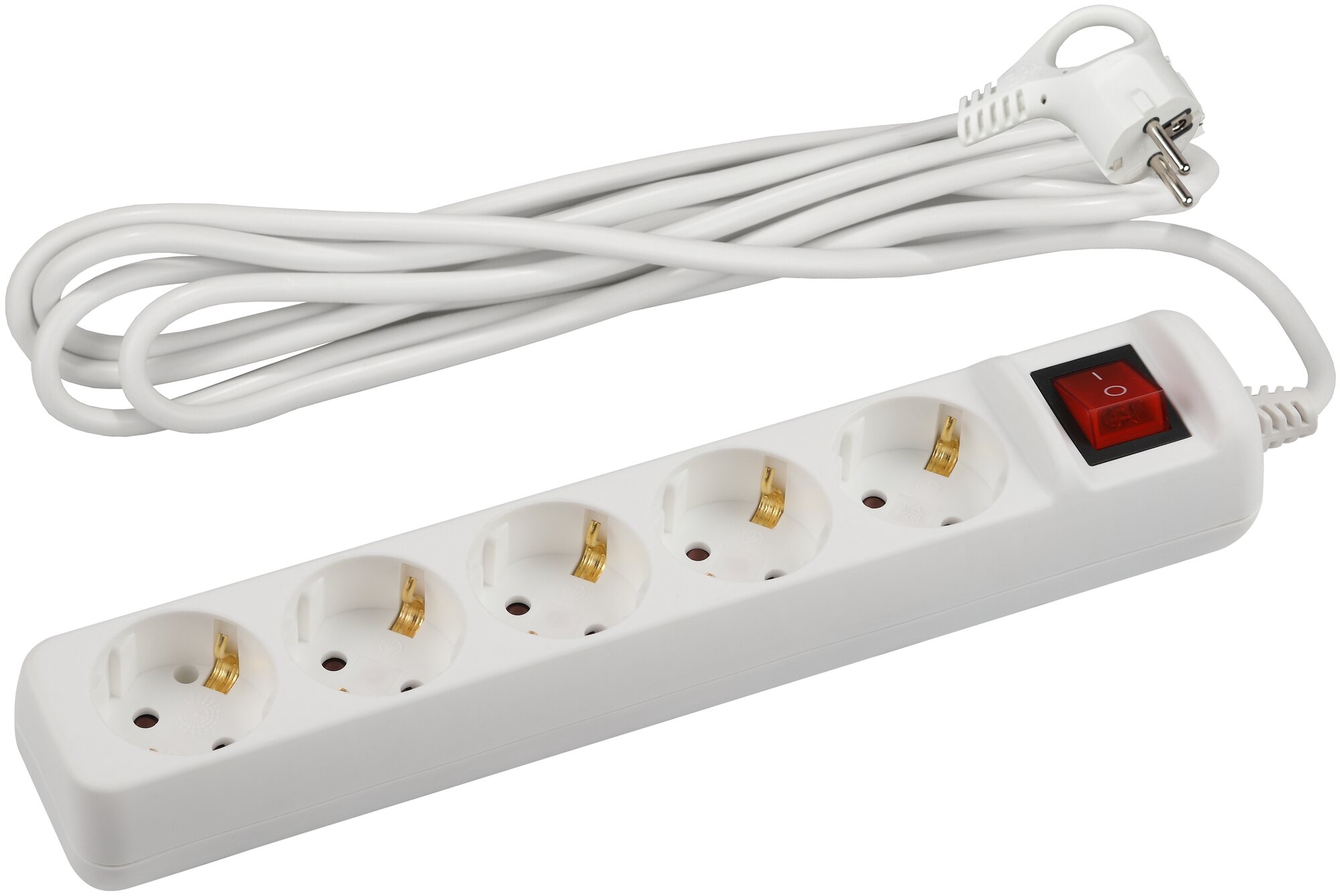 Удлинитель ЭРА U-5es-5m-3x1.5, 5 розеток, с/з, 16А / 3500 Вт 5 5 м 1.5 кв. мм белый